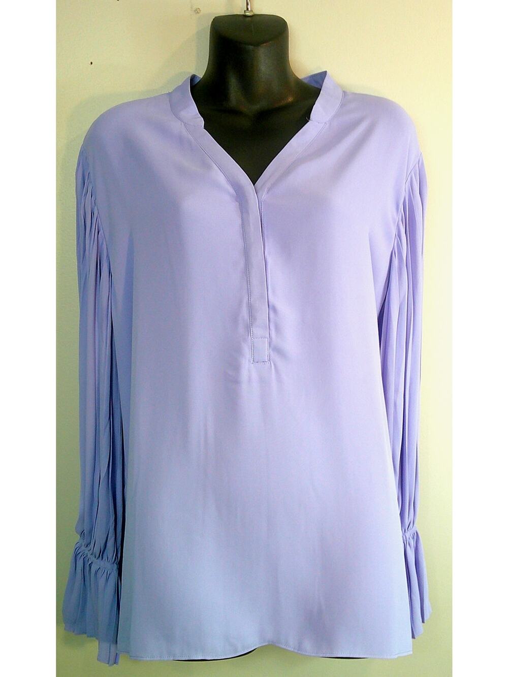 Chico's Lilac Iris Pleated Opaque Blouse with Pleated Sleeves Women's 3, XL NEW